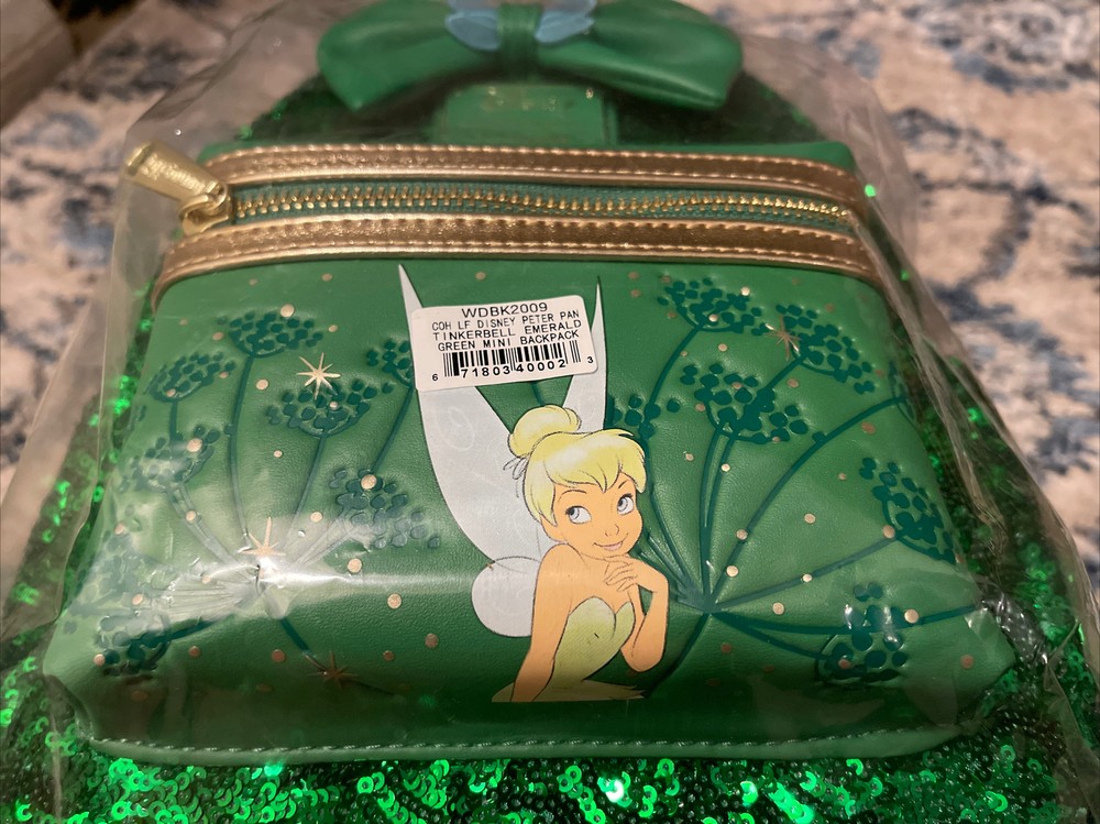 NWT Loungefly Tinker bell Green Sequin Mini Backpack
