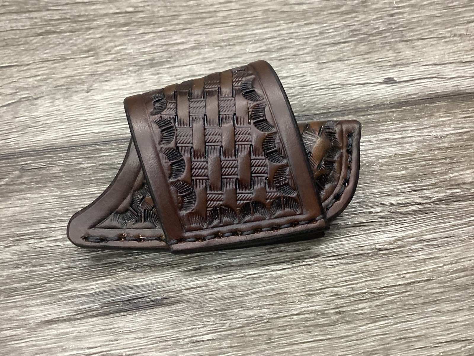 Leather Folding Knife Sheath Horizontal Mini Trapper Size(Sheath Only)