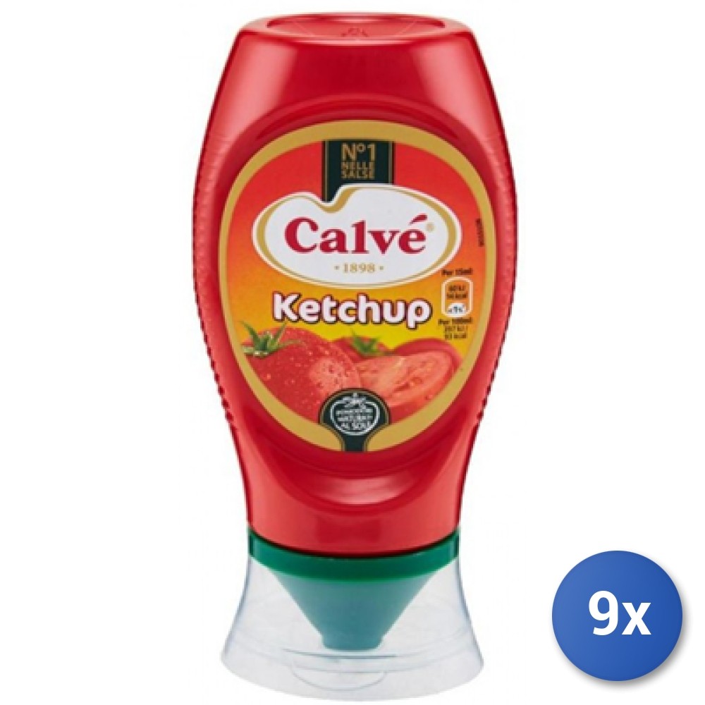 9X Multipack Calve' Top Down Ketchup 250Ml