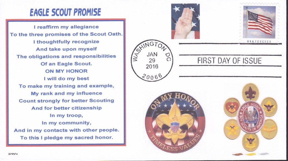 BSA - EAGLE SCOUT  PROMISE -  BOY SCOUTS  TIMELESS VALUES   FDC- DWc