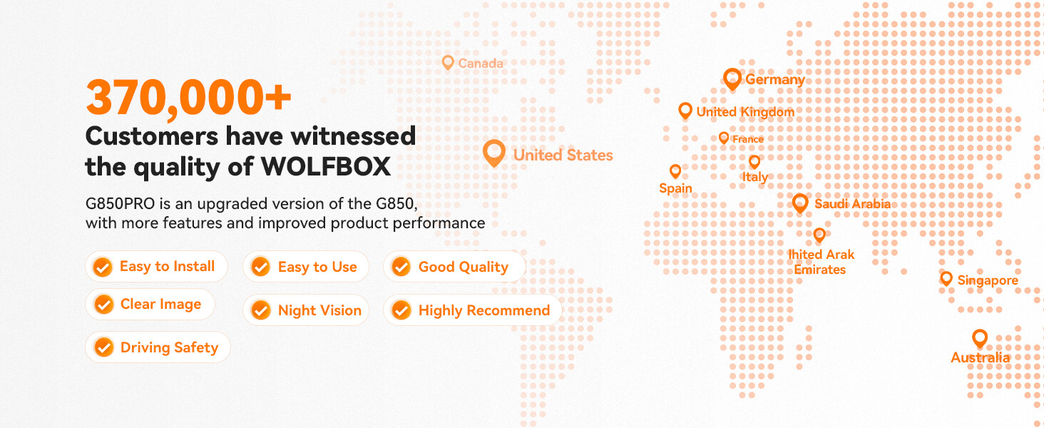 WOLFBOX G850 PRO 4K Mirror Dash Cam with ADAS & BSD, 5.8GHz WiFi Voice Control