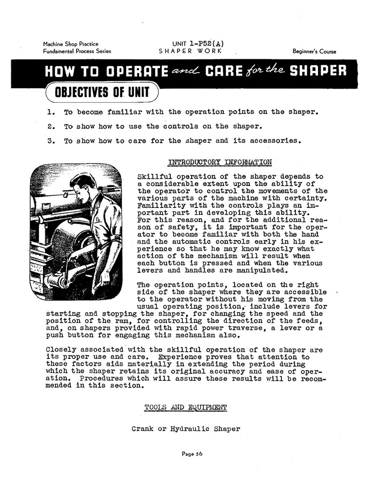 Metalworking Shaper Work and Operating Course #1275