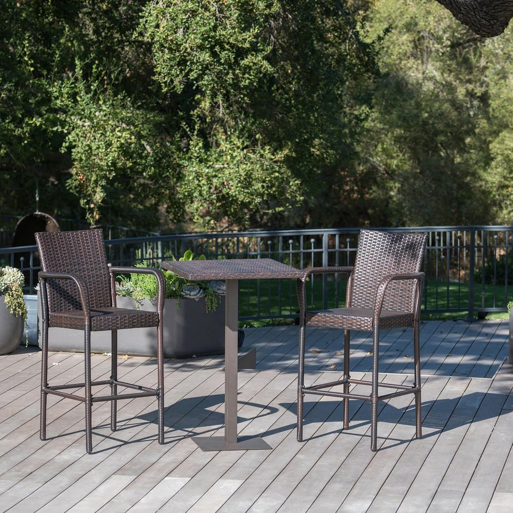 Christopher Knight 3-Pc Outdoor Wicker Bar Set - 26" Multibrown