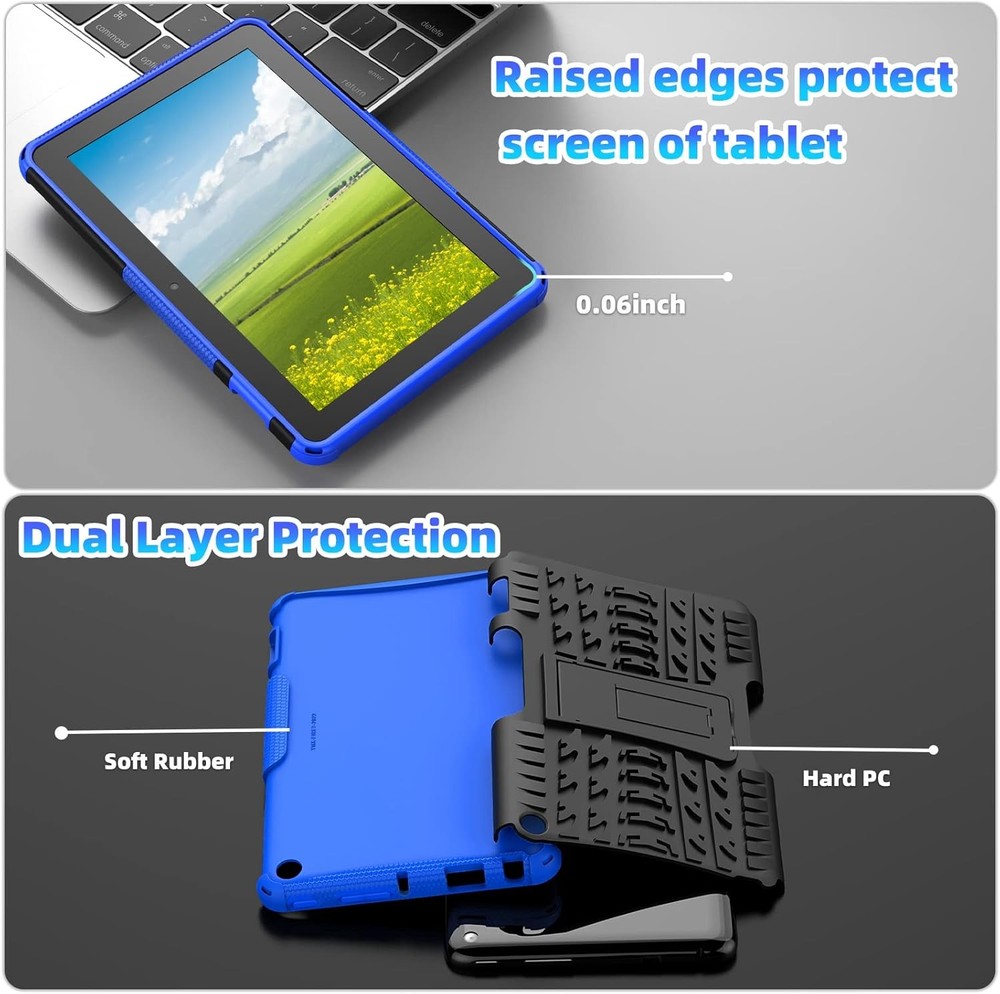 Case for Fire 7 Tablet 2022 Release, Dual Layer Shockproof with Kickstand