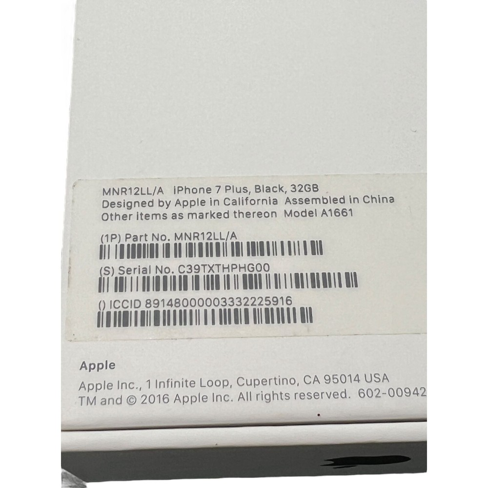 Apple Iphone 7 Plus Box Only 32gb Black Clean Empty