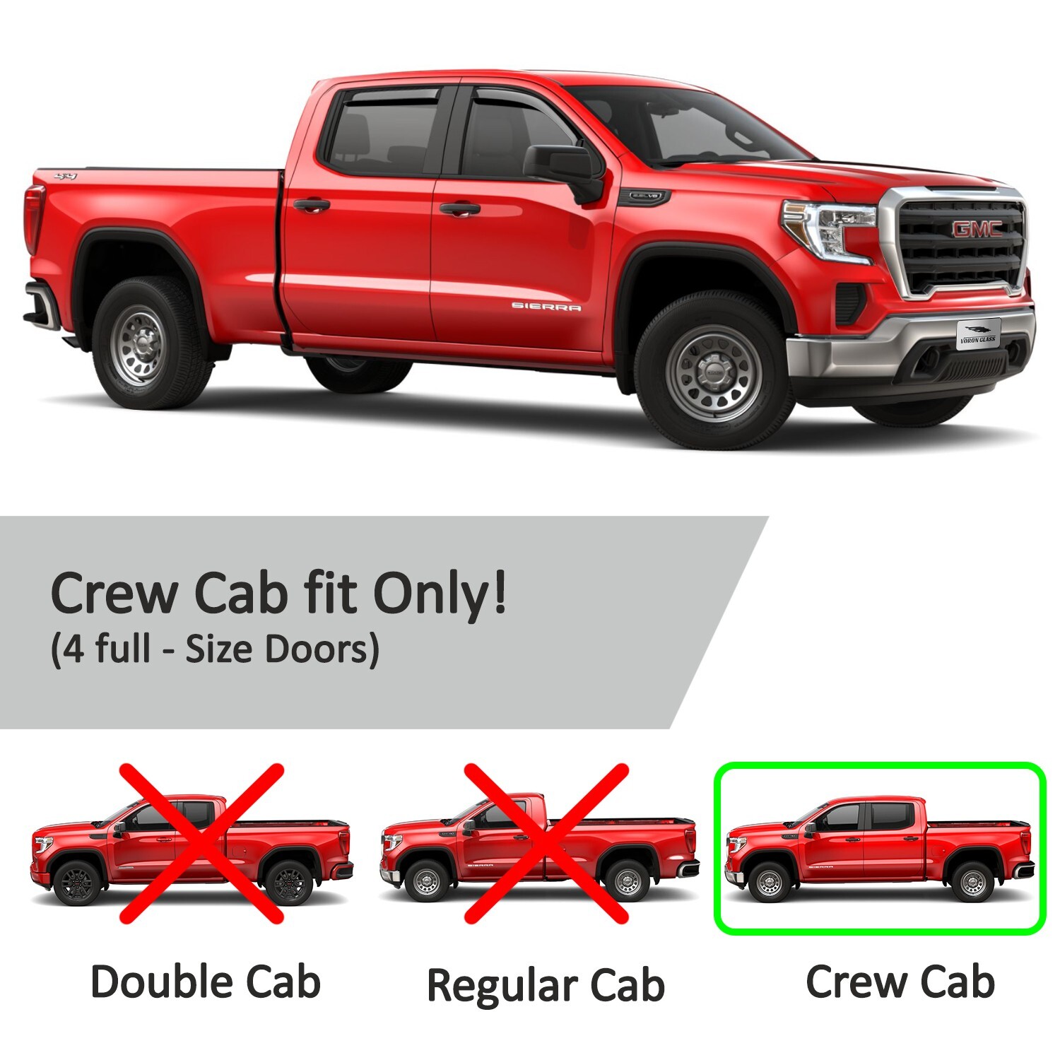 Rain Guards Vent Visors Shade for 2019-2024 GMC Sierra Crew Cab 1500