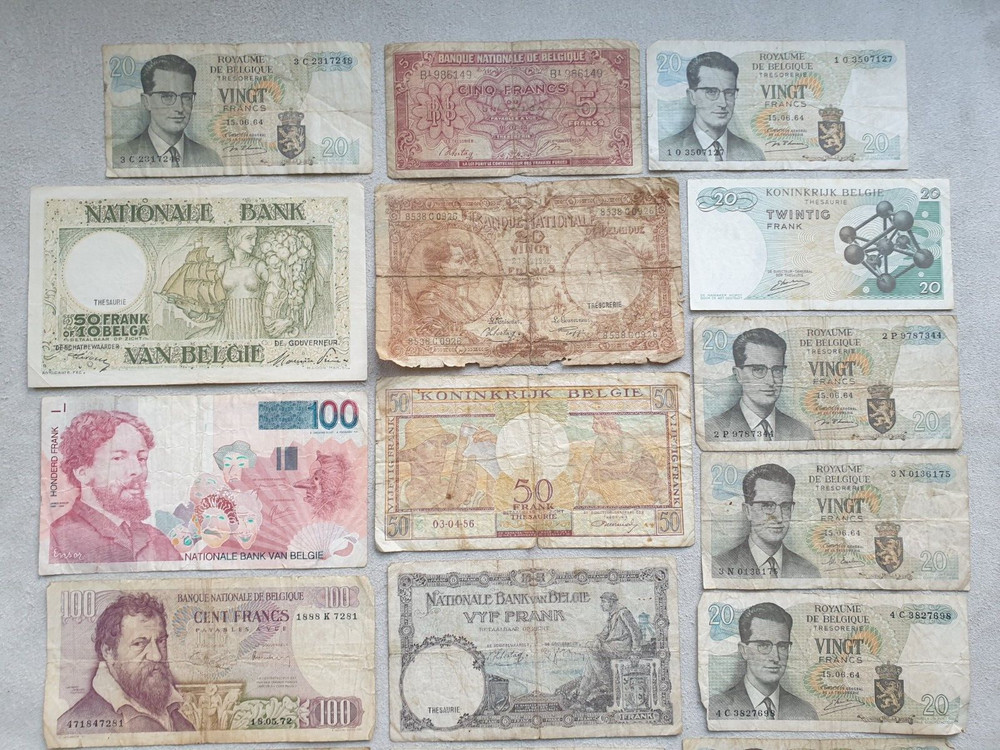 Belgium Lot Old Banknotes