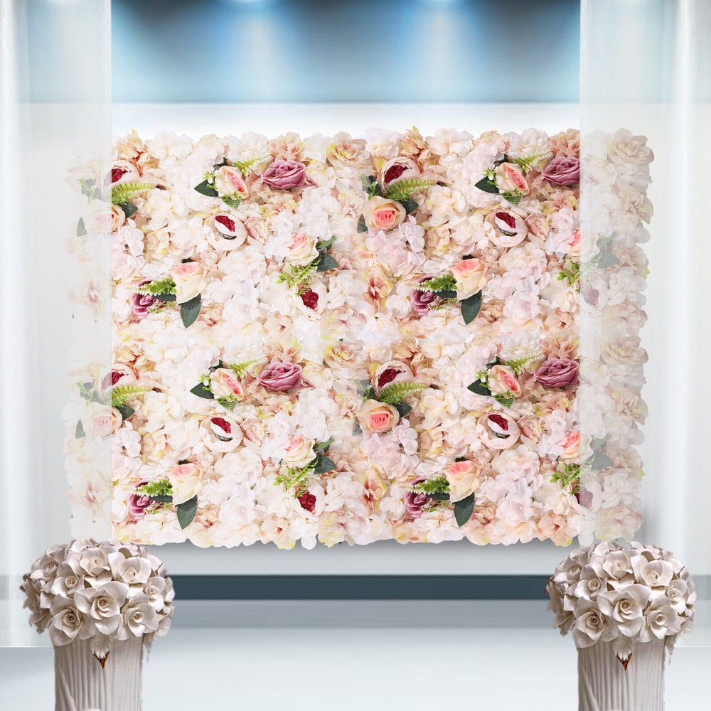 6 Pcs Panel Floral Backdrop Artificial Flower Wall Backdrop Silk Flower Wall