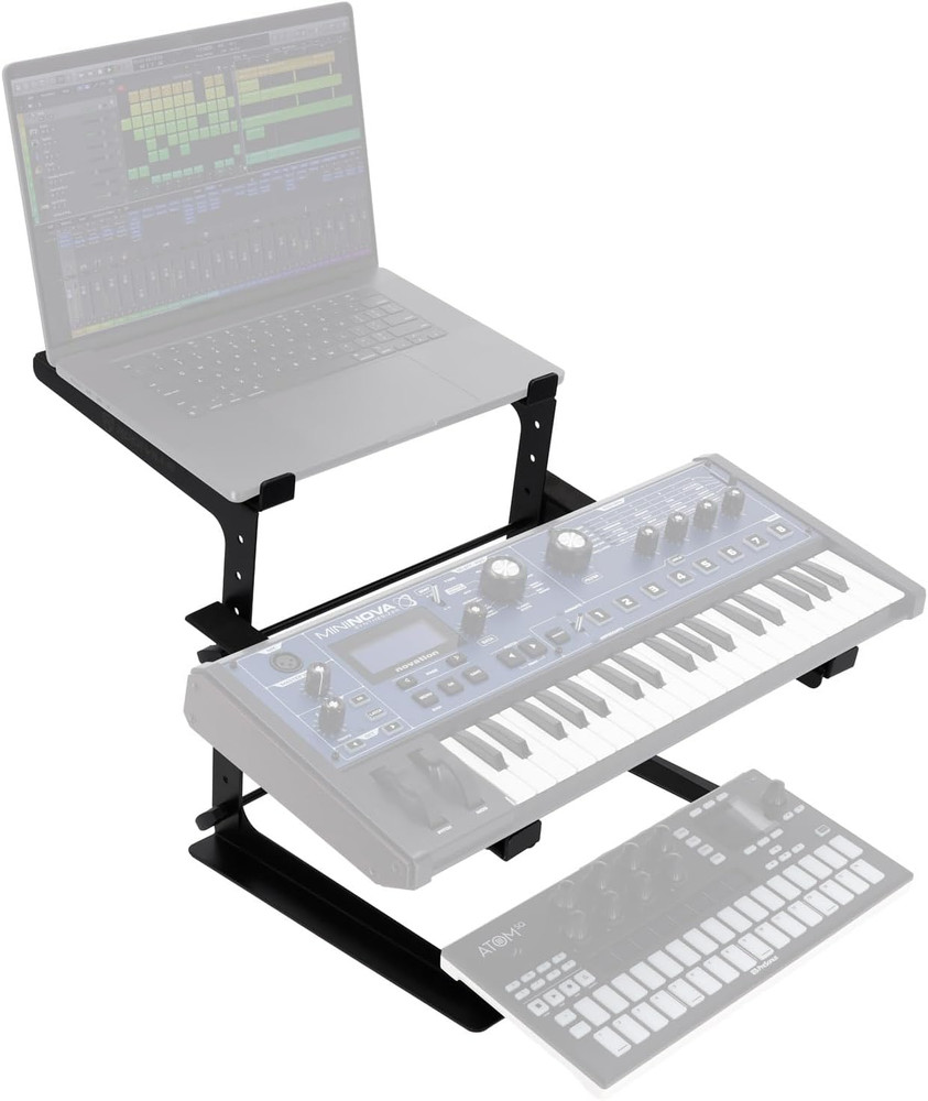 Rock2D2 Adjustable Dual Shelf DJ Controller Midi Keyboard Laptop Stand