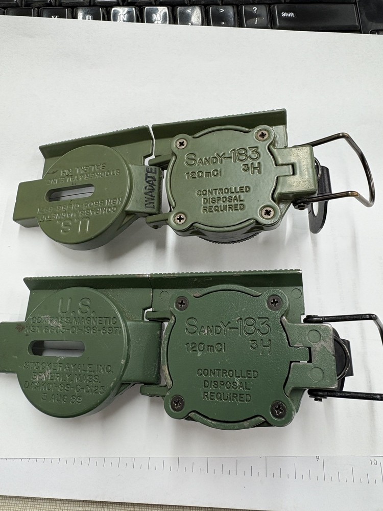 2pk NON-FUNCTIONING Stocker & Yale Model SandY-183 3H Tritium Lensatic Compass