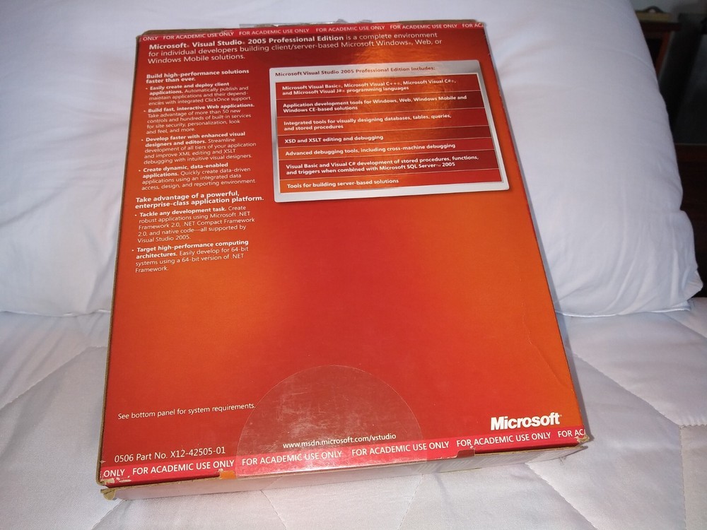Microsoft Visual Studio Professional 2008 & SQL Server Dev 2005 ACADEMIC