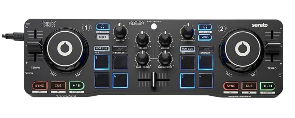 Hercules DJ Control Starlight - Portable DJ Controller for Serato DJ