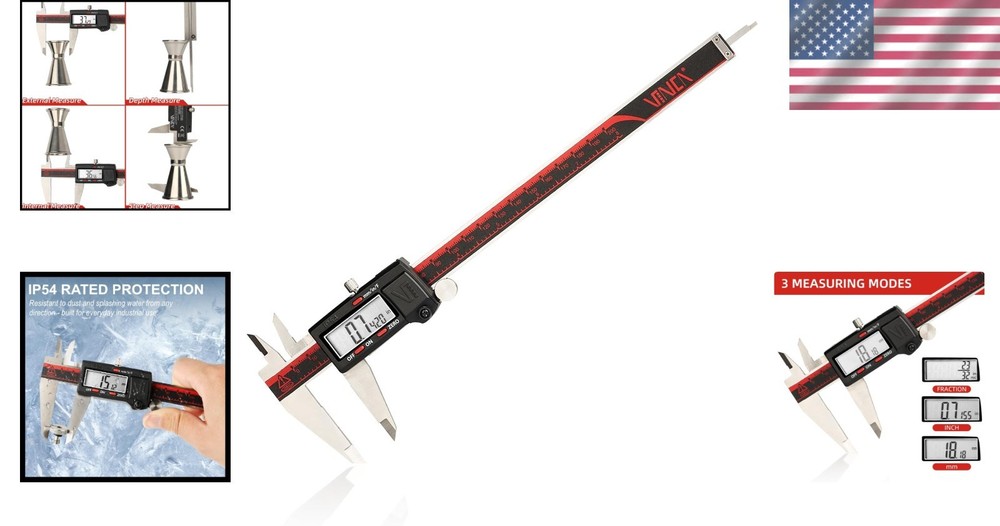 High Accuracy Digital Caliper 8" / 200mm - Inch & Metric Conversion, LCD Display