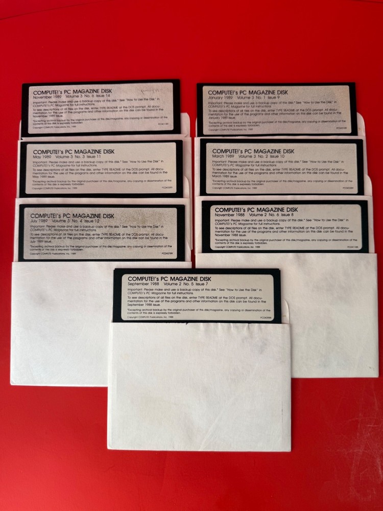 Compute PC Magazine 7 Disk Set 5.25" Diskettes  Software PC