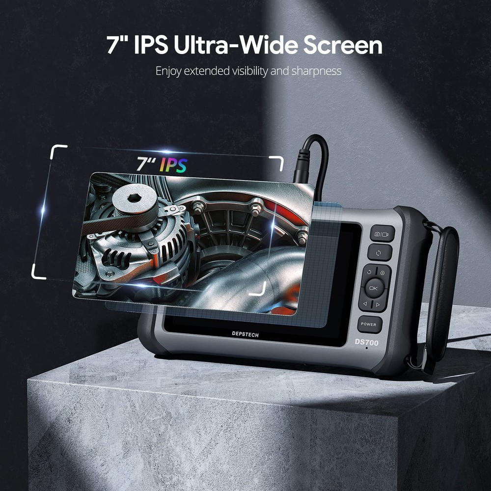 Endoscope, 7'' IPS Screen Borescope Camera with Light, Triple-Lens Inspection...