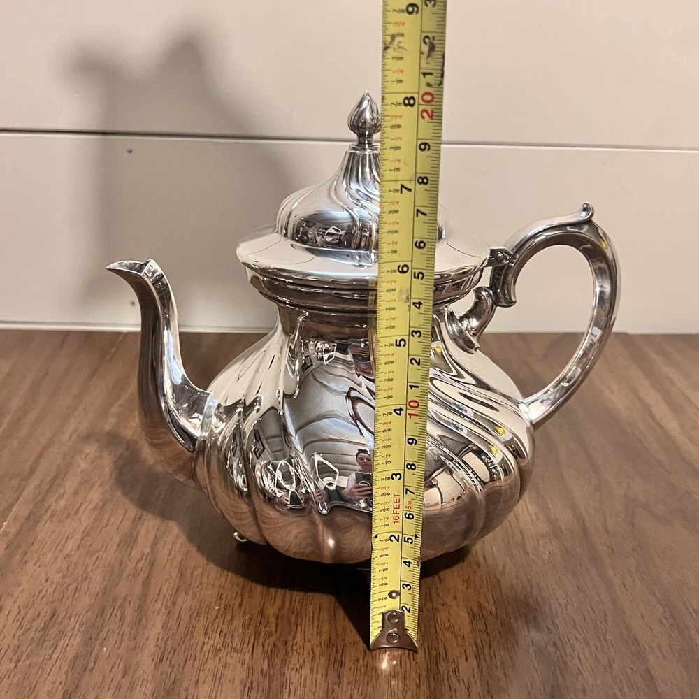 WMF Silver plate Coffee Tea Set 5pc with Tray 18in Swirl Pattern Germany