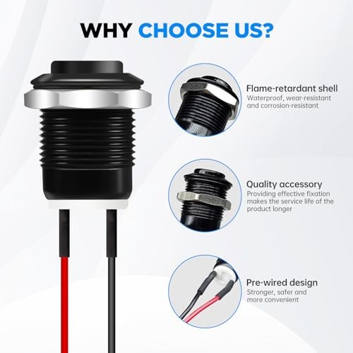 4PCS 12mm Momentary Push Button Switch IP65 Waterproof Push Button Switch with