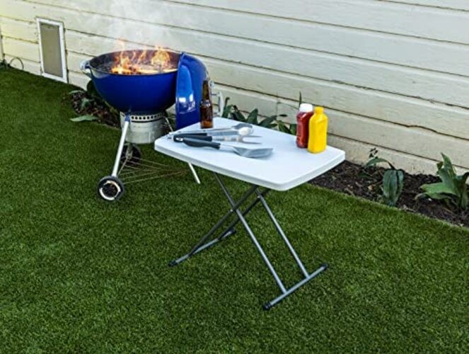 Small Camping Personal Folding Heavy Duty Utility Adjustable Table Platinum