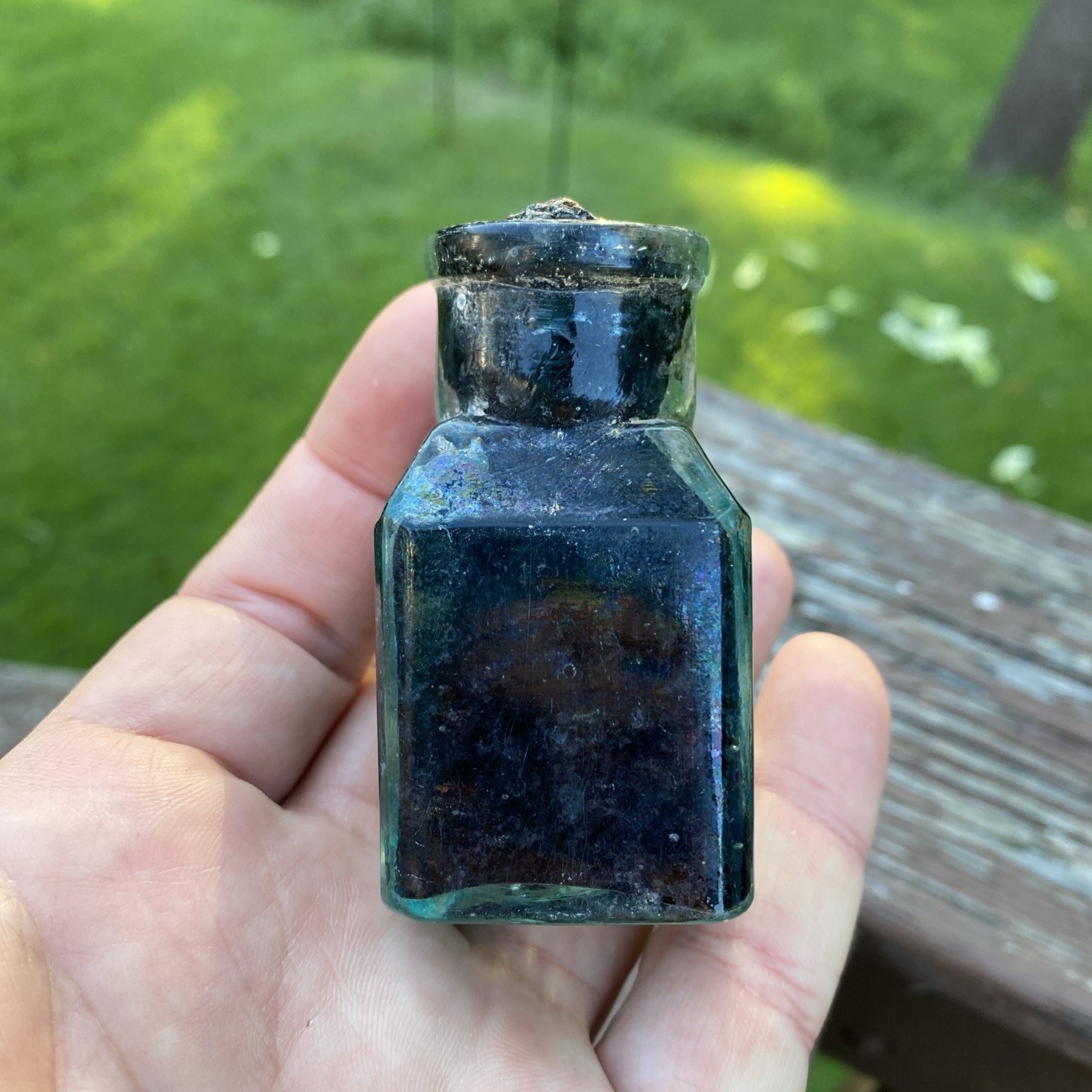 Small Aqua Cathedral Style Bottle Possibly An Ink Or Mucilage