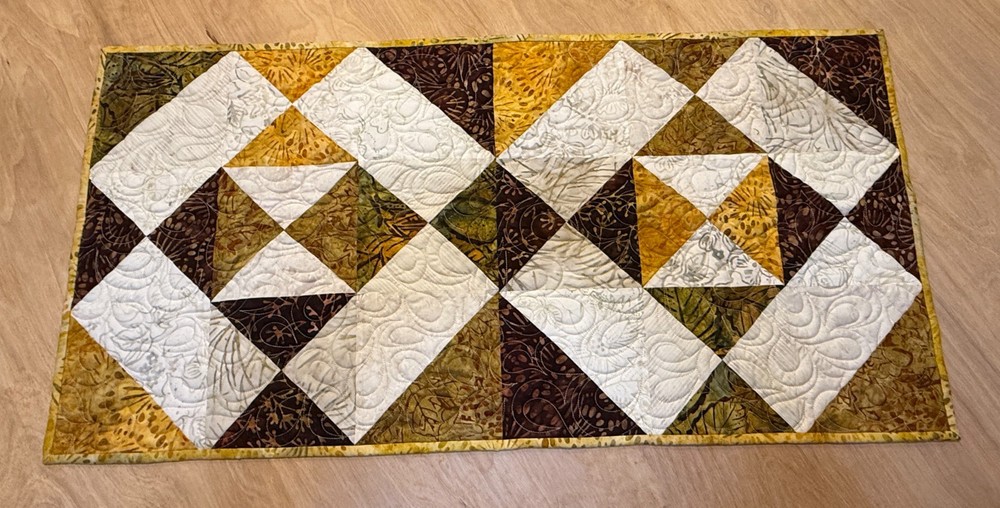 Quilted Autumn Table Runner made with Batik Fabrics