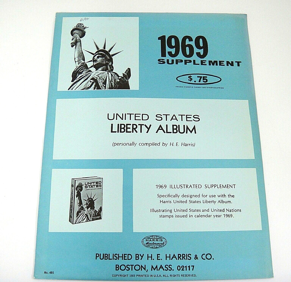 Harris 1969 United States U.N. Liberty Stamp Album Supplement #495 NOS