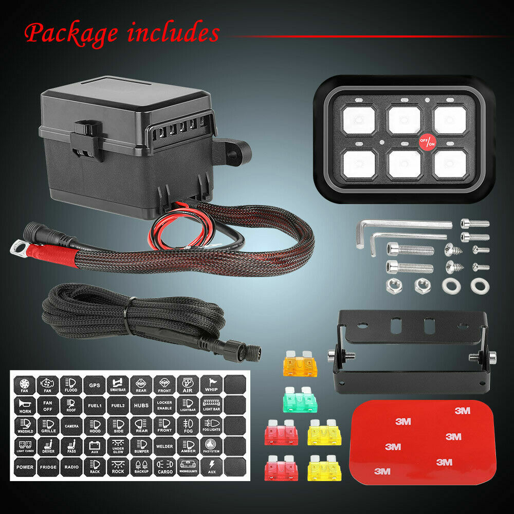 6-Gang Switch Panel Relay Automatic Dimmable Circuit Control Box Car Marine 12V