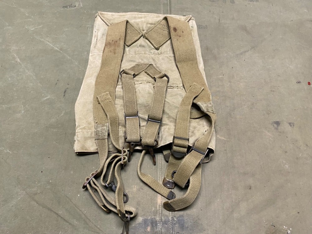 ORIGINAL WWII US ARMY M1928 COMBAT FIELD HAVERSACK BACKPACK-OD#3