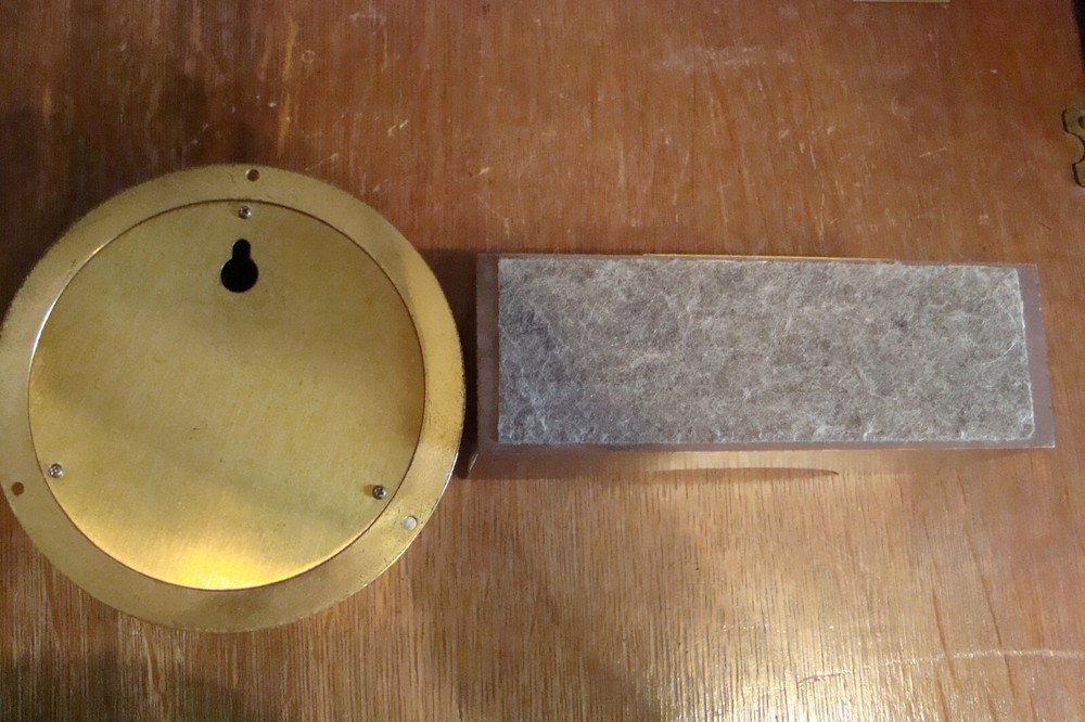 PORTFOLIO BRASS NAUTICAL CLOCK & WOOD STAND