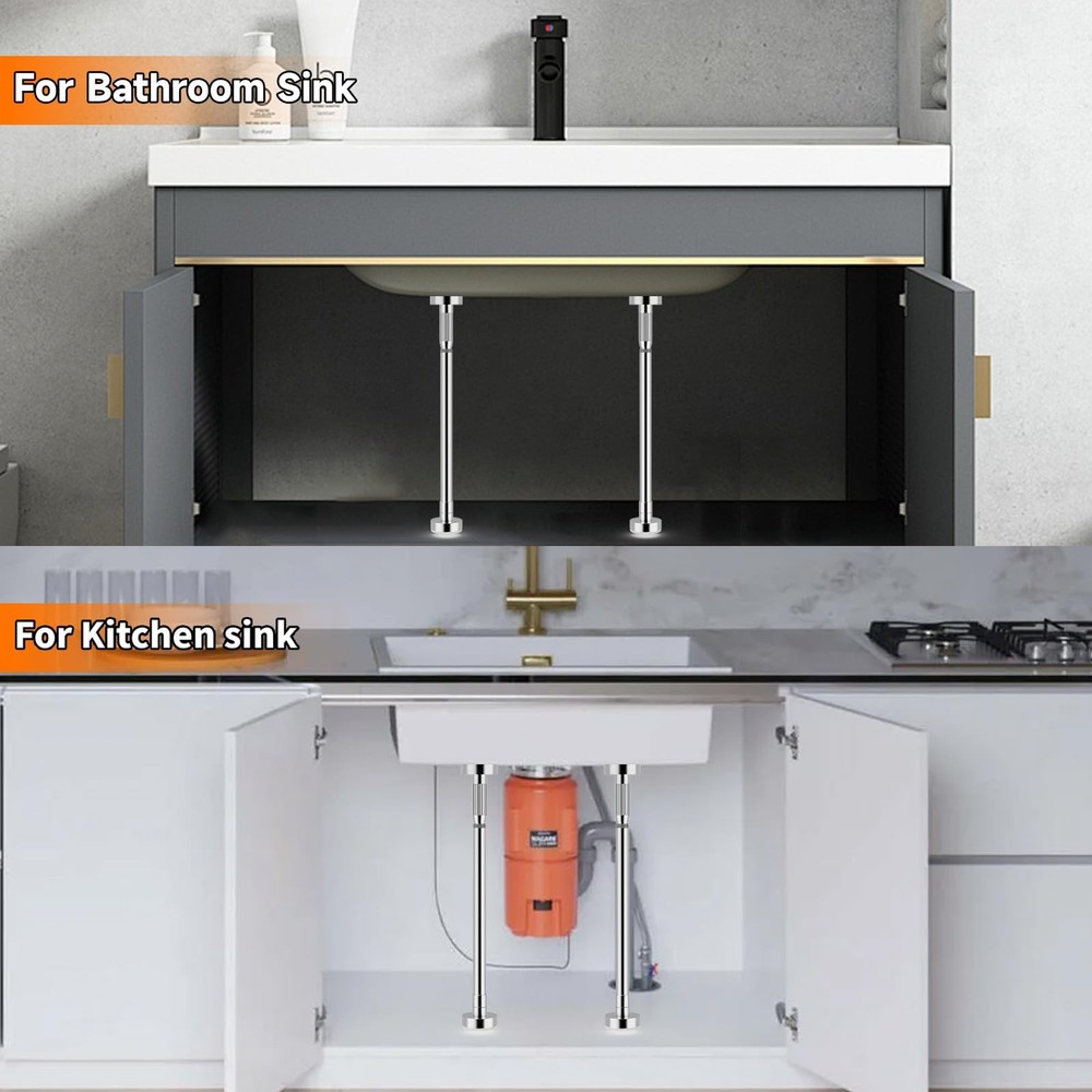 Two PCS Undermount Sink Brackets Adjustable Kitchen Support No Drill Mount
