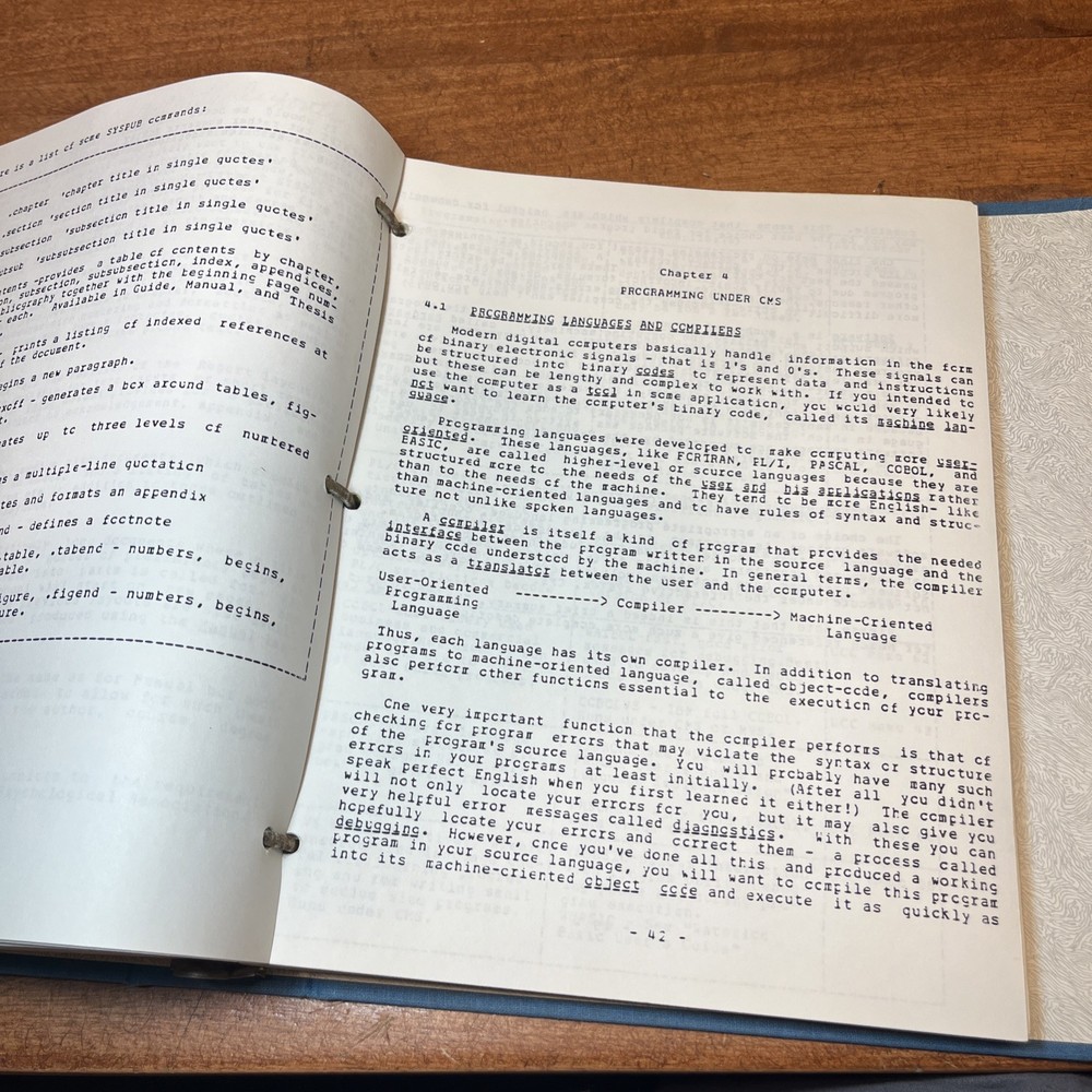 Vintage 1983 IBM BASIC CMS UCONN Course Training Binder VM MVS XEDIT Manual