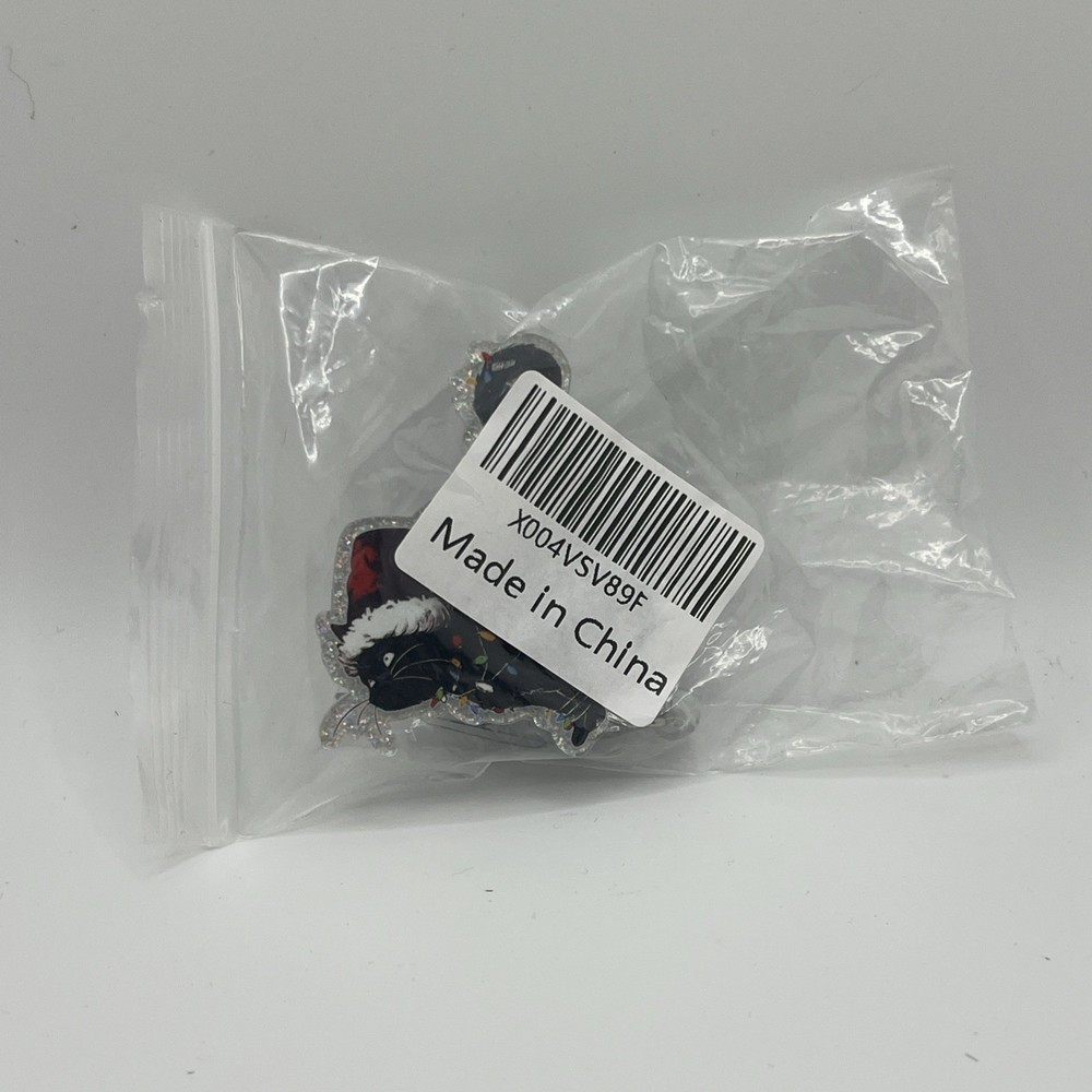 Christmas Black Cat Badge holder
