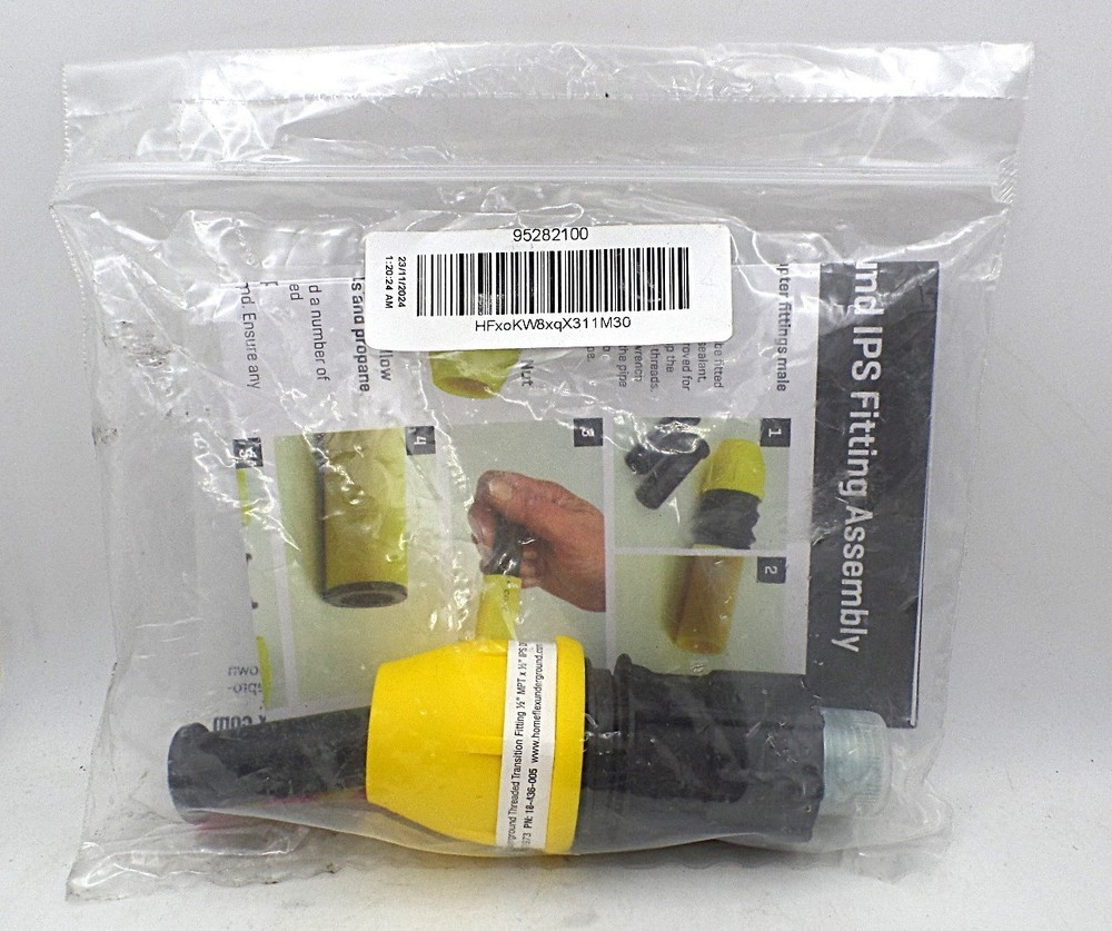 HOME-FLEX 18-436-005 1/2" POLYPROPYLENE YELLOW GAS POLY PIPE CONVERSION FITTING