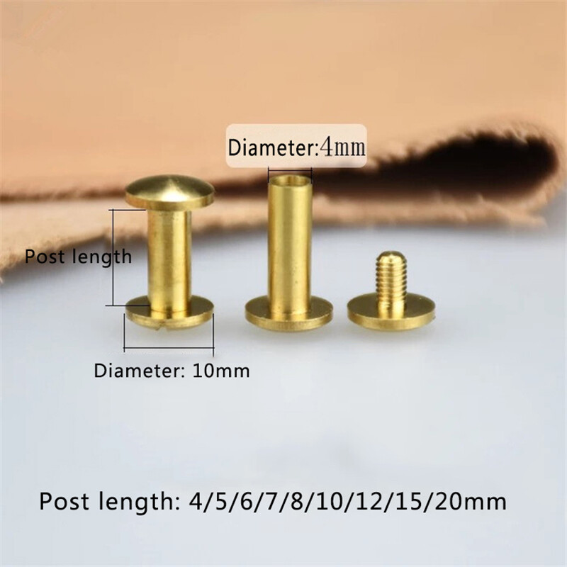 20pcs Solid Brass Binding Chicago Screws Nail Stud Rivets Leather Craft Handwork