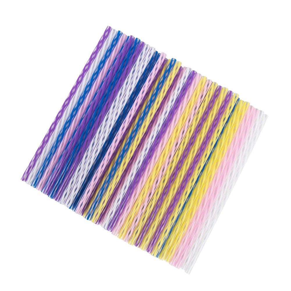 Throwback Diner Style Striped Multicolour Durable Drinking Straws - Hard Plastic