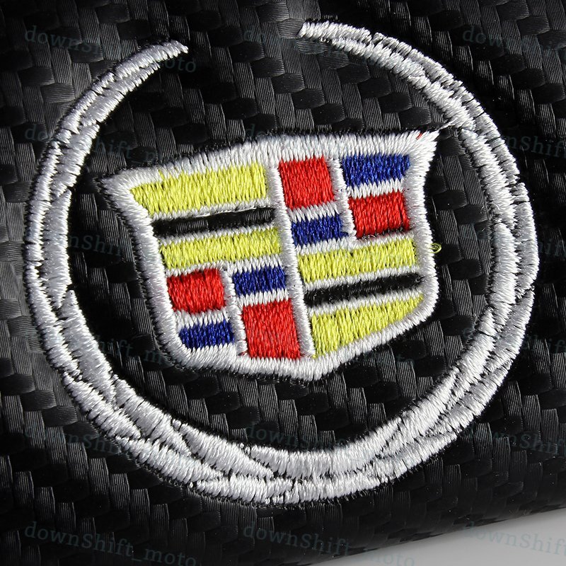 New X2 Carbon Fiber Look Embroidery Seat Belt Cover Shoulder Pads for CADILLAC