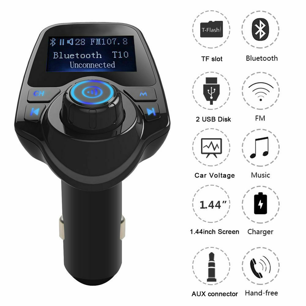 Car Cigar Plug Bluetooth FM Transmitter Radio MP3 Player Adapter Kit USB Charger