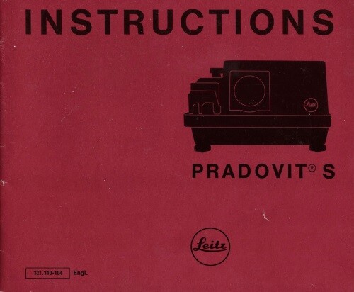 Leitz Pradovit S Instruction Manual