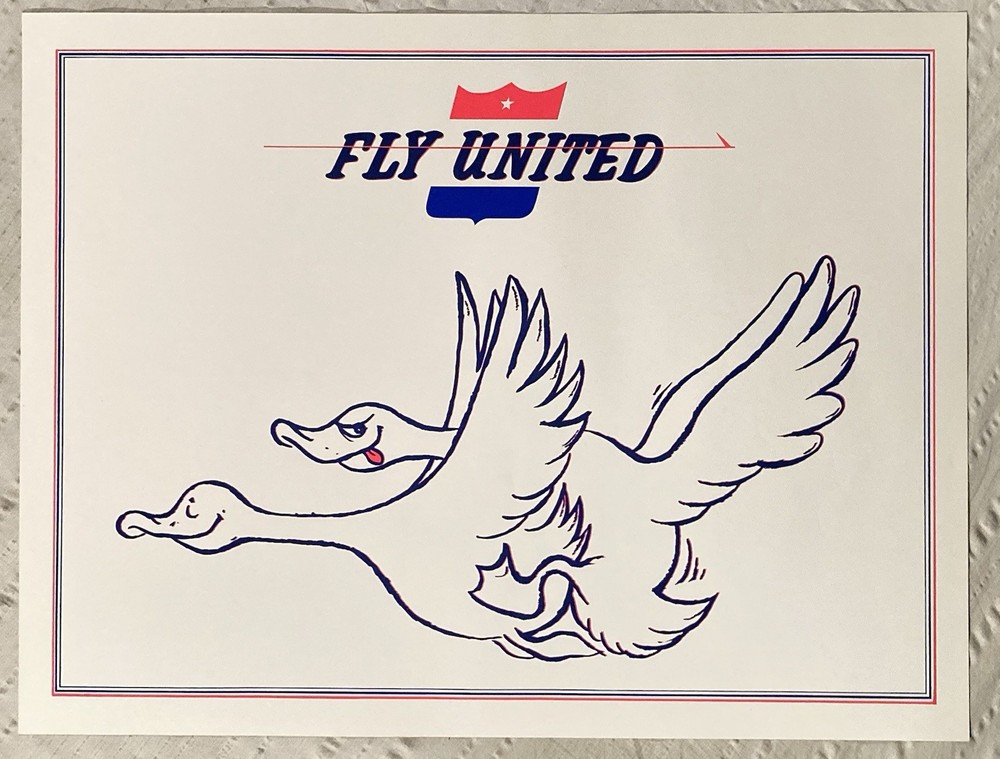 Fly United 1970 Poster Birds Copulate Mid-Air Maybe Blacklight New