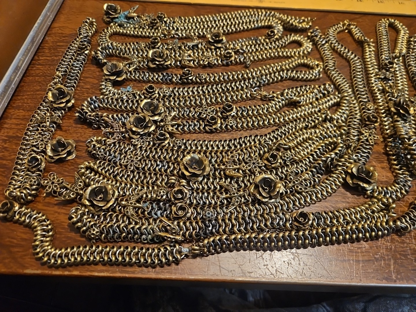 Huge Repurposing Lot Chains Pieces Vintage 60s Brass Stampings Findings Jewelry