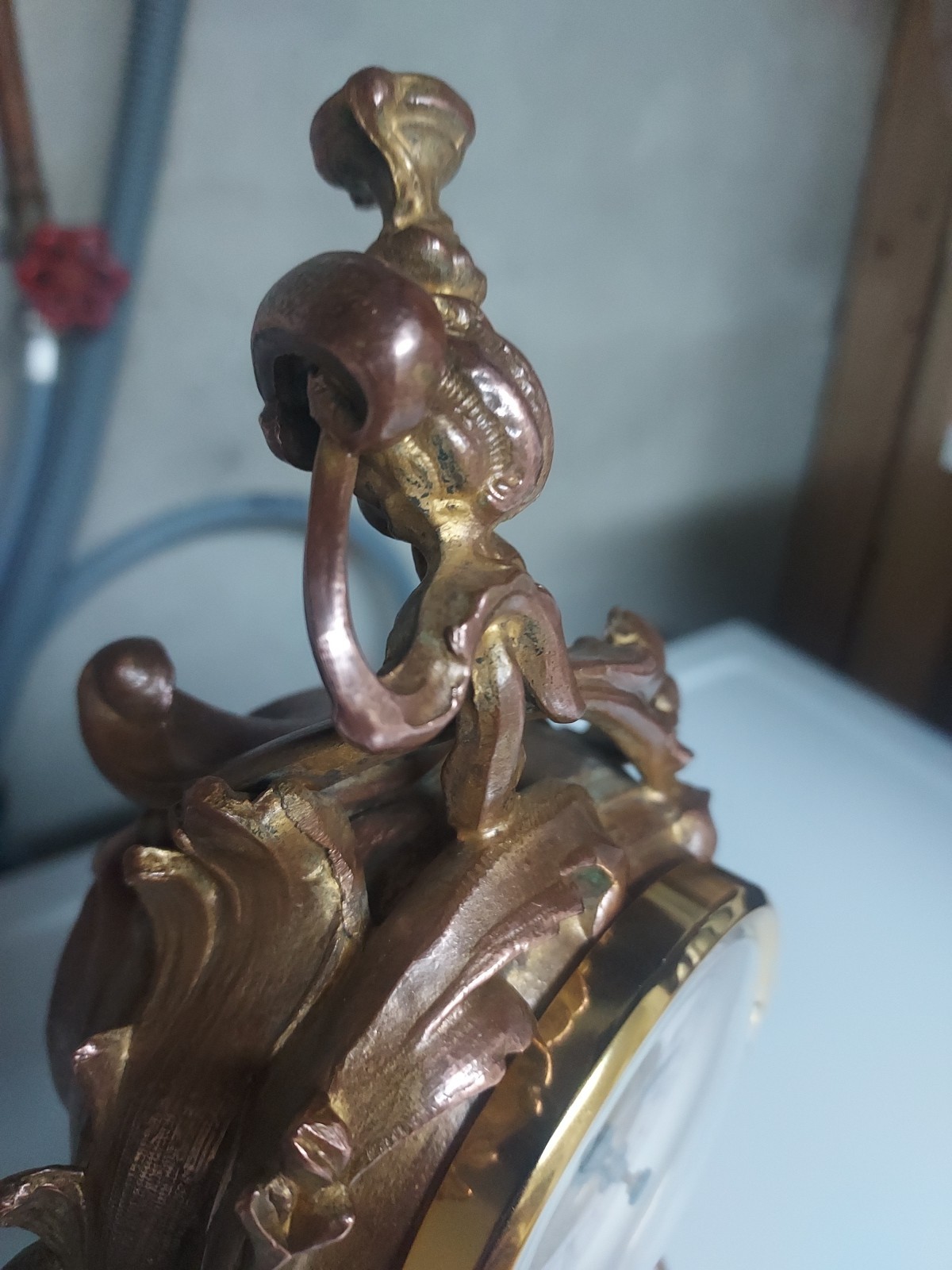 Antique Art Nouveau 15" Gilt Clock With New Battery Powered Quartz Insert NICE!