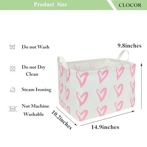 Rectangular Basket Empty, Storage Bin, Waterproof Book Box with 1 Pink Heart
