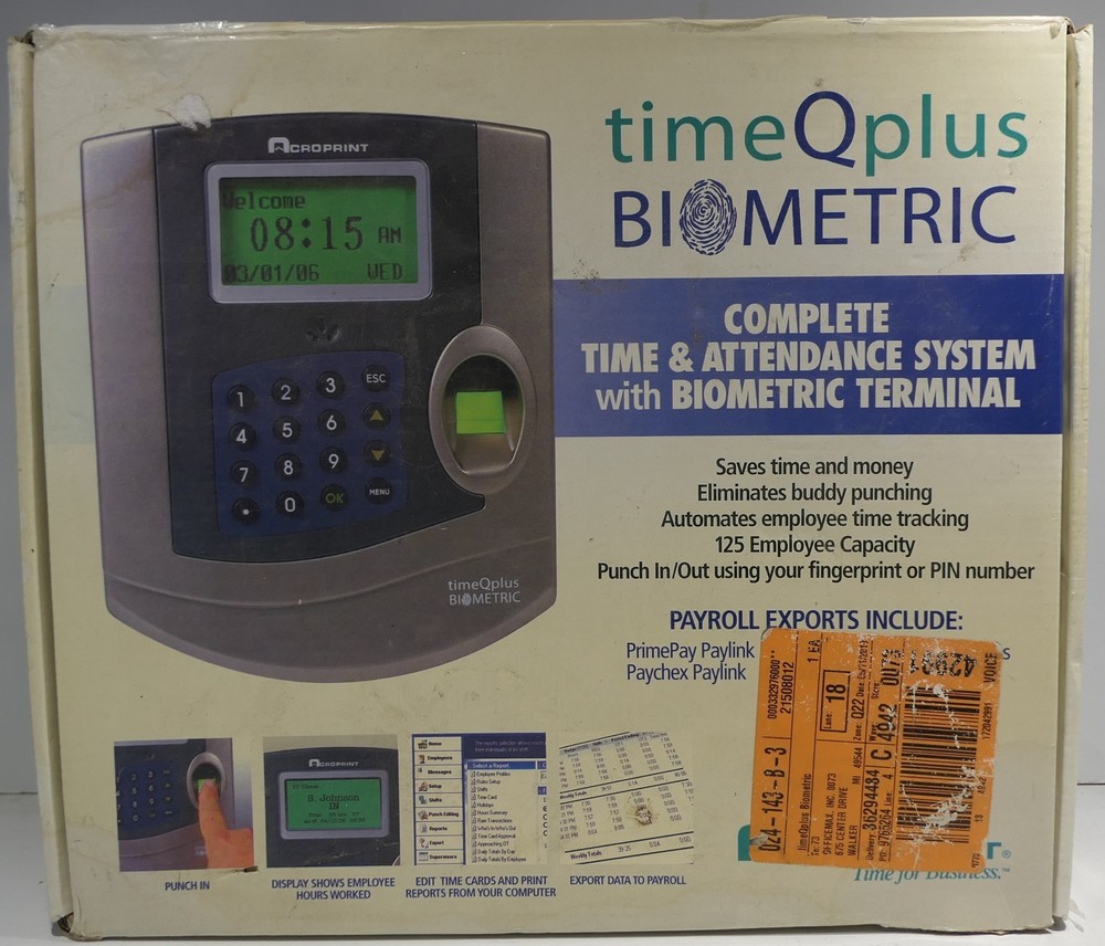 Acroprint timeQplus BIOMETRIC Complete Time & Attendance System (Model: TQ100)