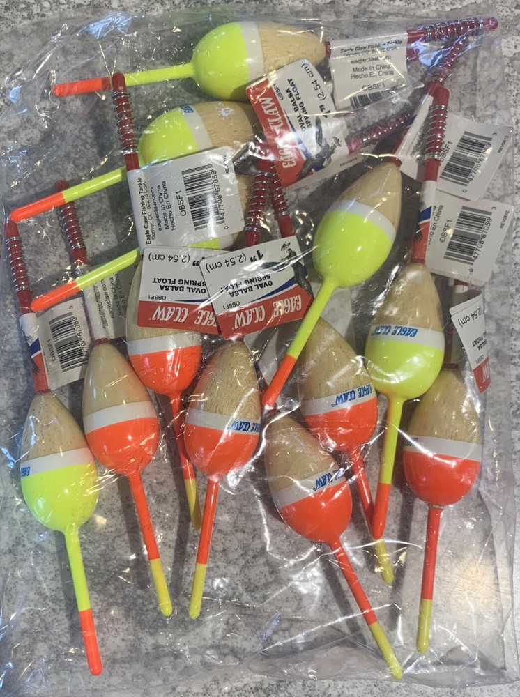 12-Pack Eagle Claw 1” Balsa Spring Float Bobber Fast Free Shipping