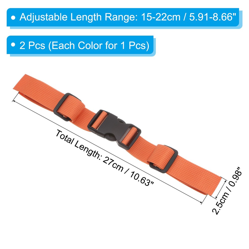 2 Pack Backpack Chest Strap Set Strap with Quick-Release Buckle, Sky Blue,Orange