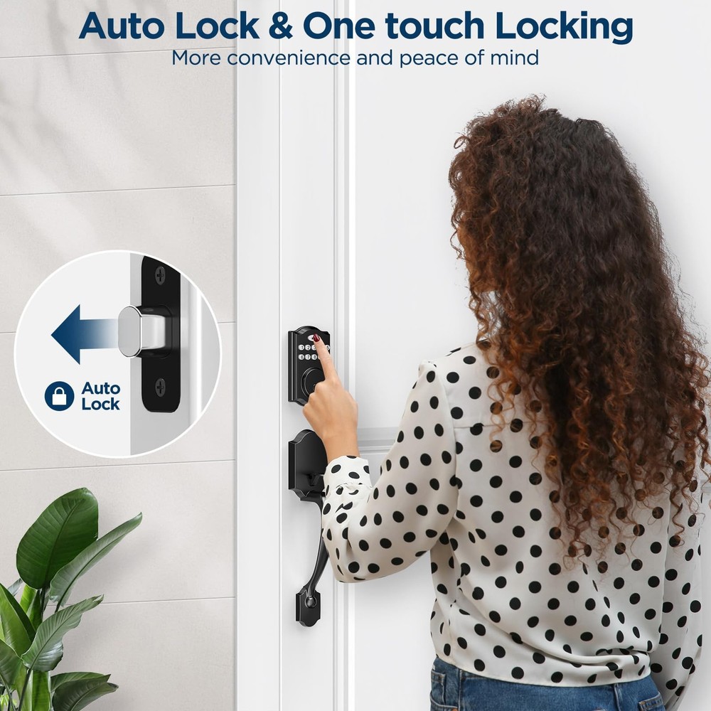 Keyless Entry Door Lock Deadbolt with Handle Set, Smart Locks for Front Door,...
