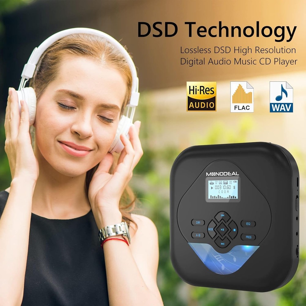 CD Player Portable,Bluetooth CD Player with Speakers,Rechargeable Player for ...