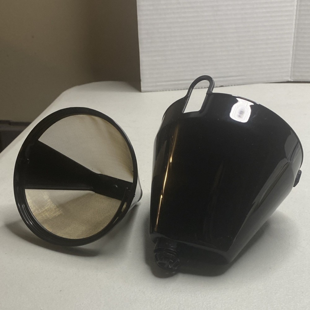 Reusable Permanent Mesh Cone Coffee Filter Basket for Filter Machine Black/Gold