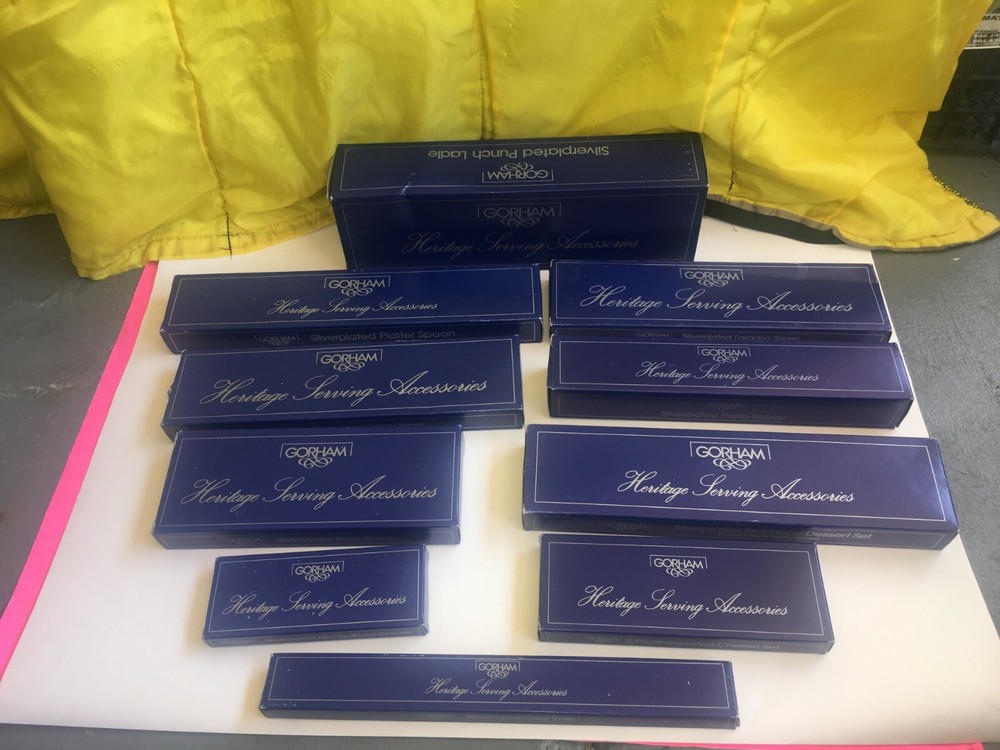 Lot ESTATE New GORHAM SILVERPLATED PUNCH LADLE PASTA SCOOP NUT CRACKER SET    RL