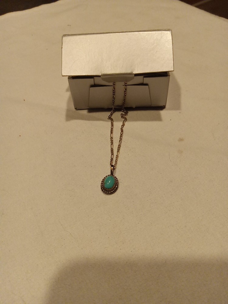 native american sterling turquoise pendant