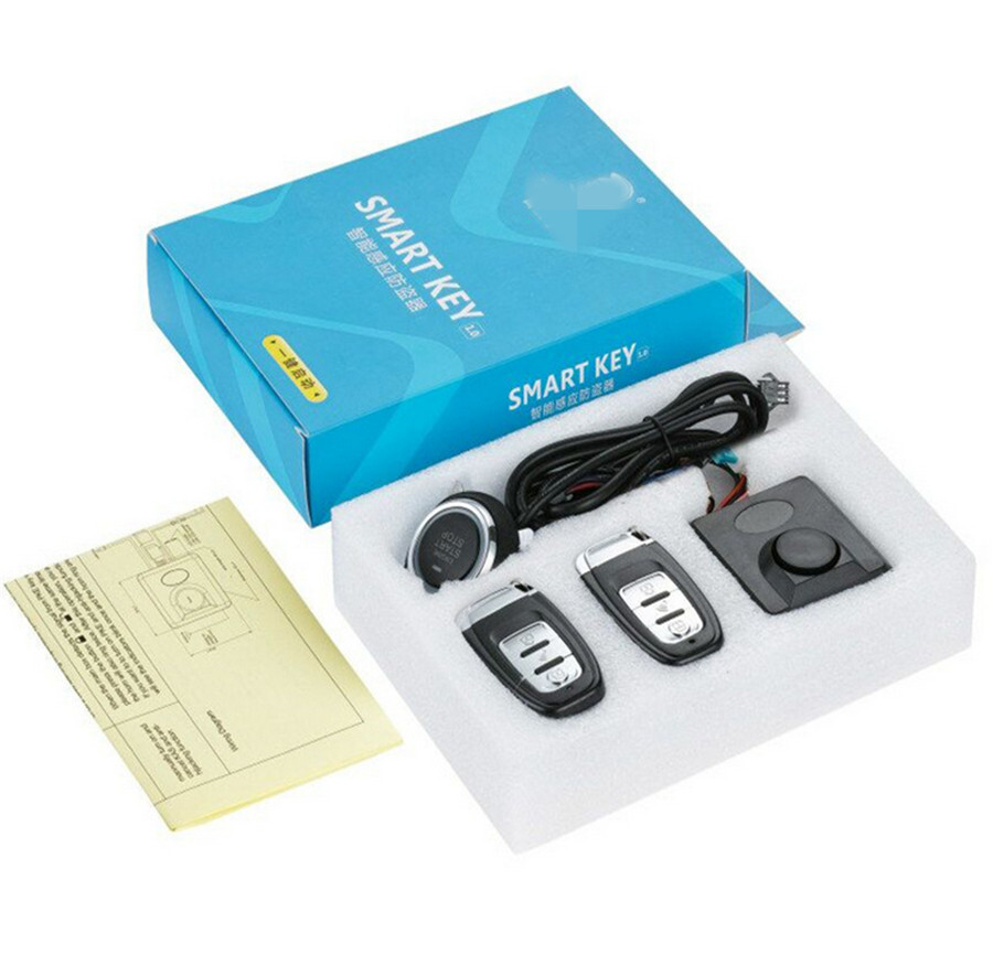 Motorcycle Engine Ignition PKE Smart Start Button Device Anti-theft Alarm System